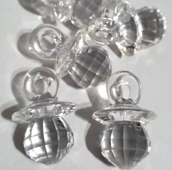 Pingente Chupetinha Transparent Facetada 2,6cm - 10 Unidades