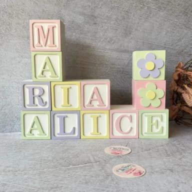Tons Pastel Cubos Personalizados 6x6cm Decoração Bebê