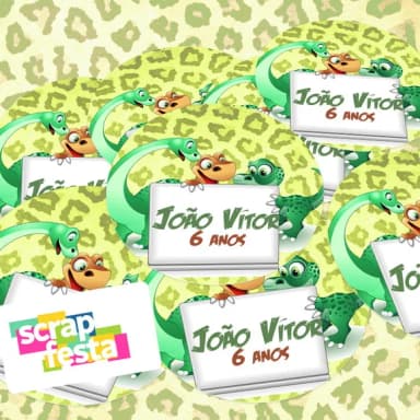 Adesivo 5 cm Redondo Personalizado Festa Dinossauro