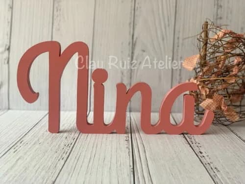 Decoração de Quarto Bebê - Letra Cursiva -nome em mdf