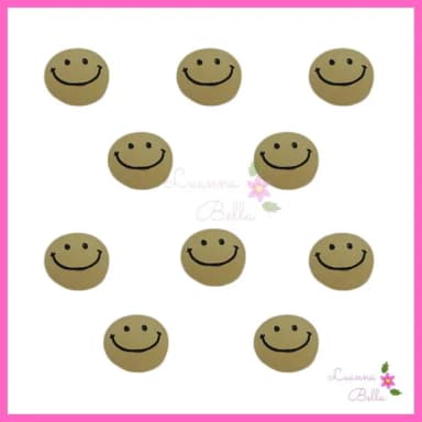 Aplique Carinha Feliz Amarela de resina - Pct c/ 7 unidades