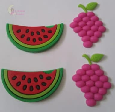 Apliques Frutas de borracha - pct c/8 unidades