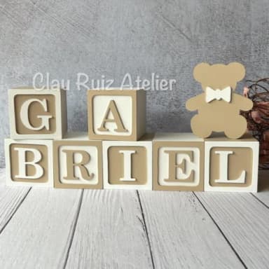Urso+ Cubos 8x8cm Ts - Decoração Bebê