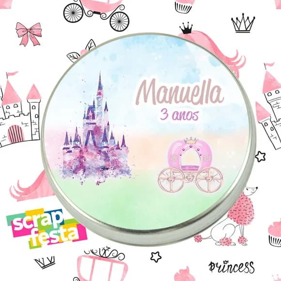 Latinhas Personalizadas Festa Princesas Aquarela
