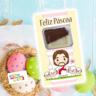 Card com Ducrem/nucita Chocolate Avelã Festa Páscoa Jesus