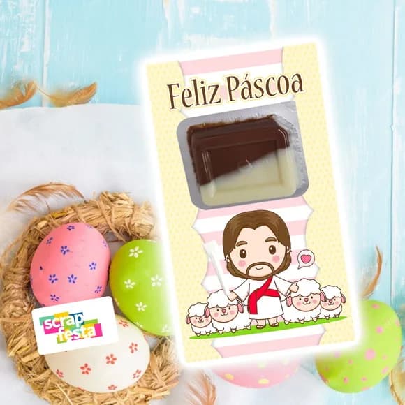 Card com Ducrem/nucita Chocolate Avelã Festa Páscoa Jesus