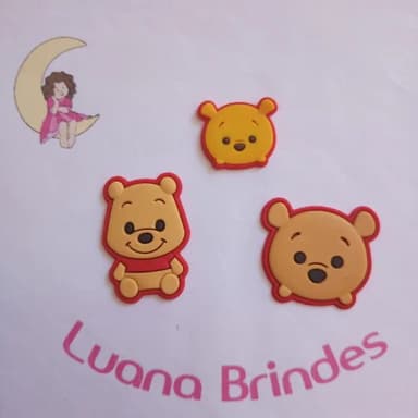 Aplique Ursinho Pooh Emborrachado Pct 6 Unidades