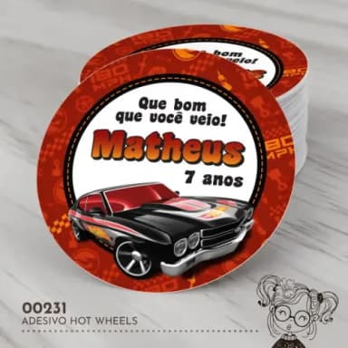 Adesivo Redondo Hot Wheels - 00231