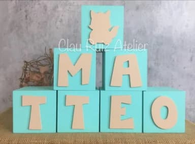 Raposa Cubos 10x10cm Decoração Bebê