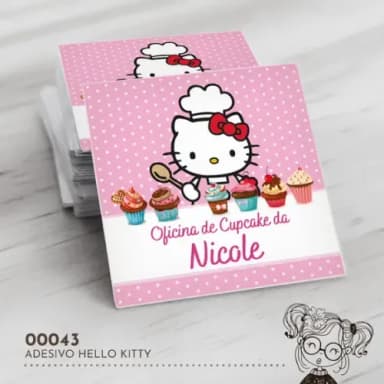 Adesivo Quadrado Hello Kitty - 00043