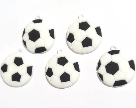 Pingente Bola de Futebol Emborrachados -6 Peças