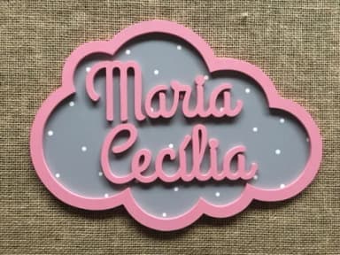 PORTA DE MATERNIDADE NUVEM COM NOME
