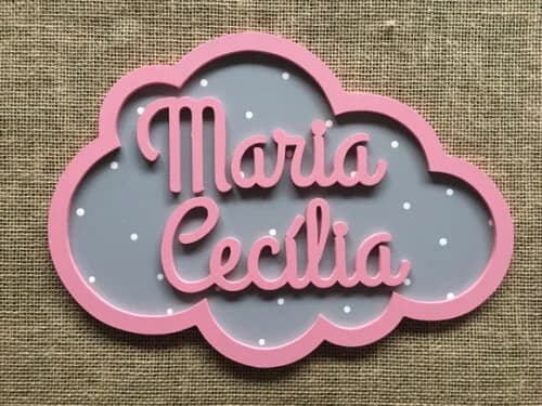 PORTA DE MATERNIDADE NUVEM COM NOME