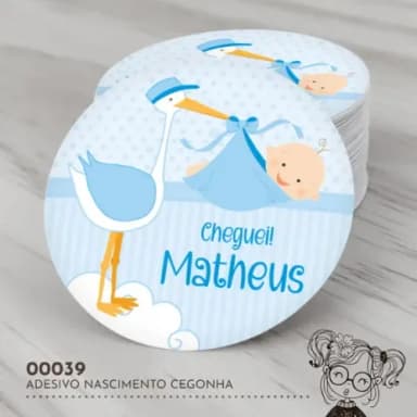 Adesivo Redondo Cegonha - 00039
