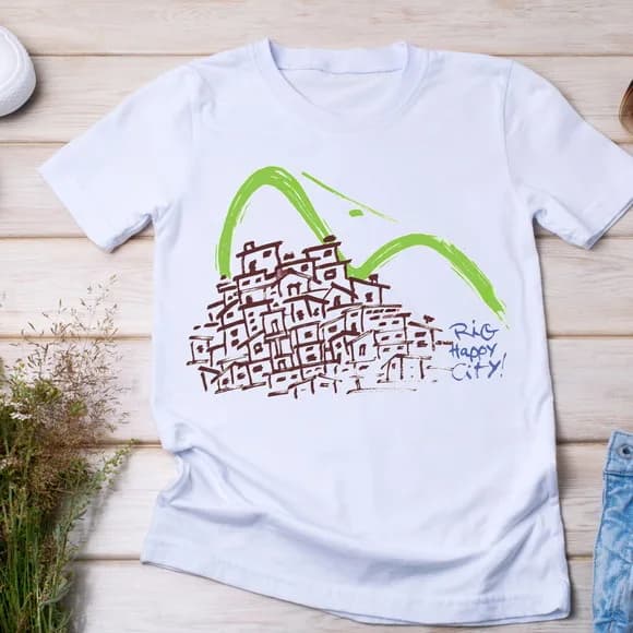 Camiseta Rio de Janeiro Favela Pão de Açucar Arte Urbana