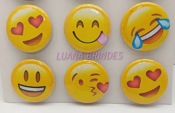 Bottons de Emoticons - cartela com 6 unidades