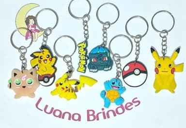 Chaveiro Pokemon Emborrachado Pacote com 8 Unidades