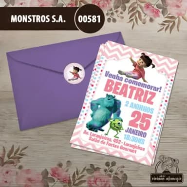Convite Monstros Sa - 00581