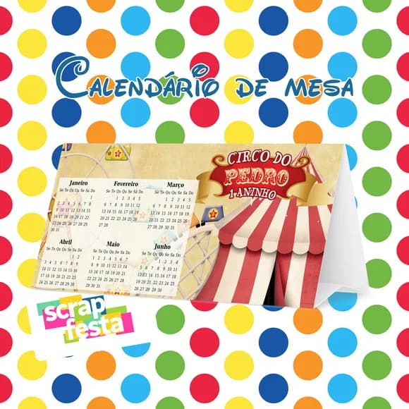 Calendário de Mesa Festa Circo Vintage