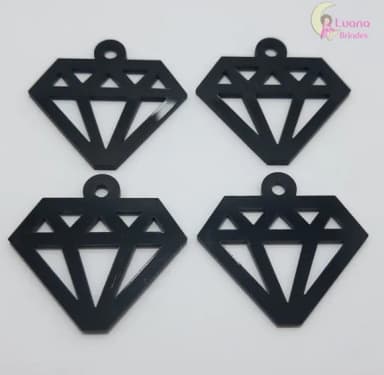 Pingente Diamante de Acrílico Preto - Pct C/5 Unidades