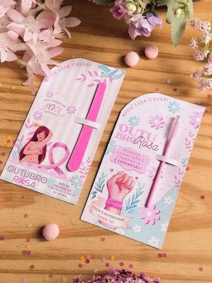 Card com Mini Lixa Outubro Rosa