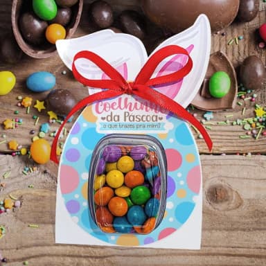 Card com Fitinha Orelha Páscoa Blister com Confete Coelho