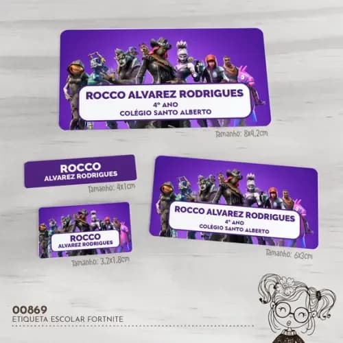 Etiqueta Escolar Fortnite - 00869
