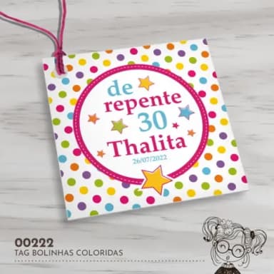 Tag Quadrada Bolinhas Coloridas - 00222