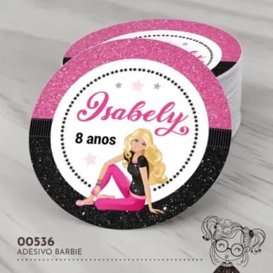 Adesivo Redondo Barbie - 00536