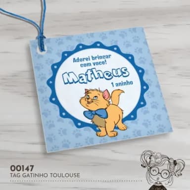 Tag Quadrada Gatinho Toulouse - 00147