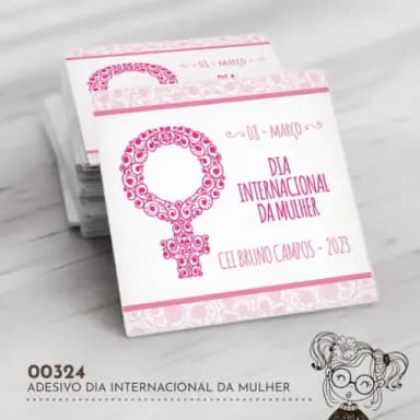 Adesivo Quadrado Dia Internacional Mulher - 00324