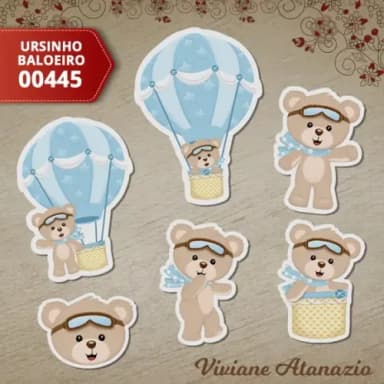 Aplique Ursinho Baloeiro 3cm (kit c/ 50un) - 00445