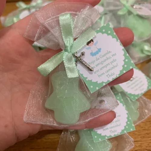 Lembrancinha Batizado Sabonete Anjinho Verde