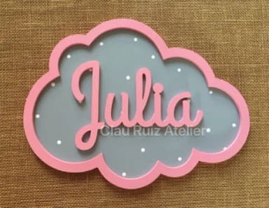 PORTA DE MATERNIDADE NUVEM COM NOME