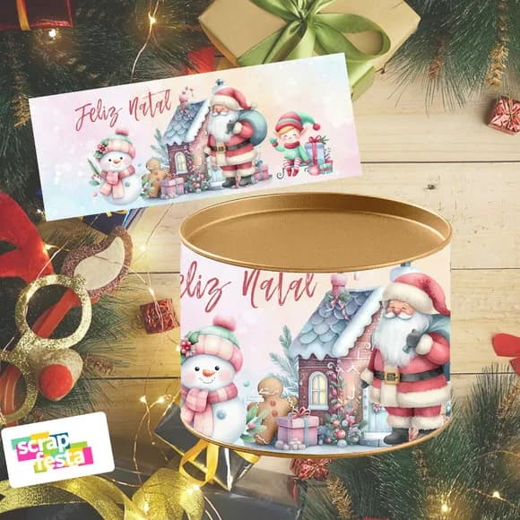 Tubolata 7x10 Personalizada Festa Natal Aquarela