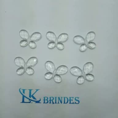 Borboleta Acrilico Passante Transparente 2cm Pct 20 Unidade