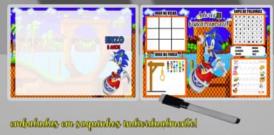 Lousa Magica Infantil com Atividades Personalizada do Sonic