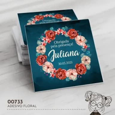 Adesivo Quadrado Floral - 00733