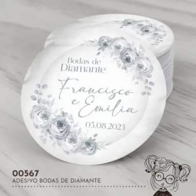 Adesivo Redondo Bodas de Diamante - 00567