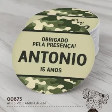 Adesivo Redondo Camuflagem - 00875