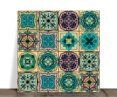Azulejo Decorativo Mosaico Mandalas Verdes 15x15 Cerâmica
