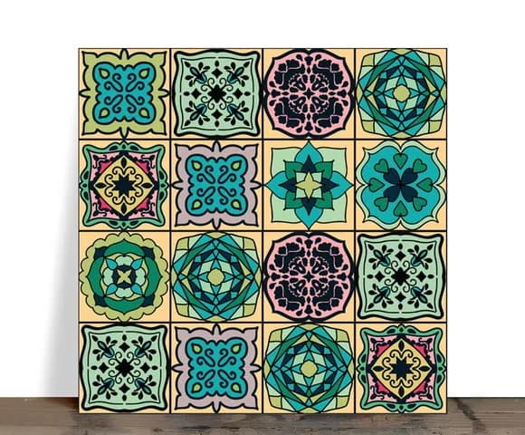 Azulejo Decorativo Mosaico Mandalas Verdes 15x15 Cerâmica