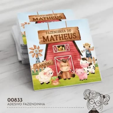 Adesivo Quadrado Fazendinha - 00833