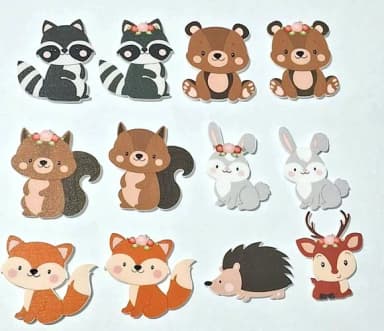 Apliques Animais Bosque Encantado Variados U.v- 12 Peças