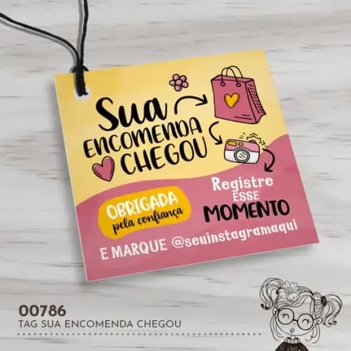 Tag Quadrada Sua Encomenda Chegou - 00786
