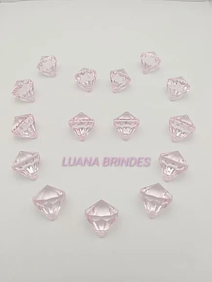 Diamante Rosa bebê Acrílico com Furo 17mm Pct 20 Unidades
