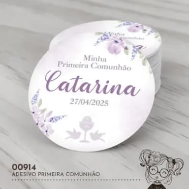 Adesivo Redondo Primeira Comunhão - 00914