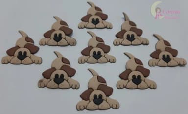 Aplique Cachorro Marrom de Borracha - Pct C/7 Unidades