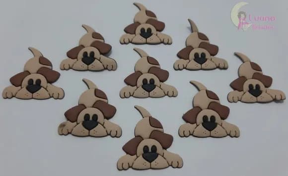 Aplique Cachorro Marrom de Borracha - Pct C/7 Unidades