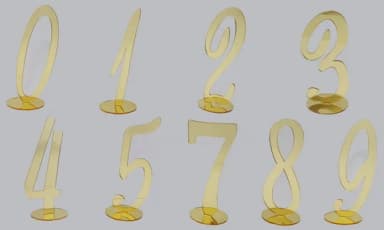Topo de Bolo de Números em Acrílico Espelhado Dourado